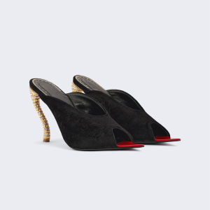 Fashion pointed-toe women's slippers with velvet design