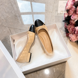 Chunky-heel bow ballet flats